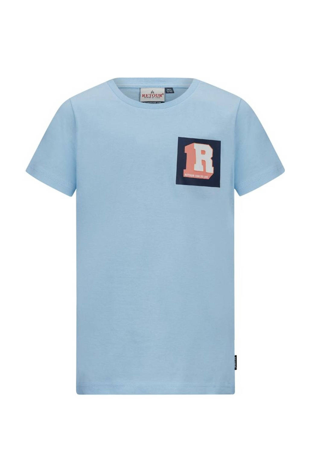 Retour Jeans T-shirt Orlando met printopdruk lichtblauw