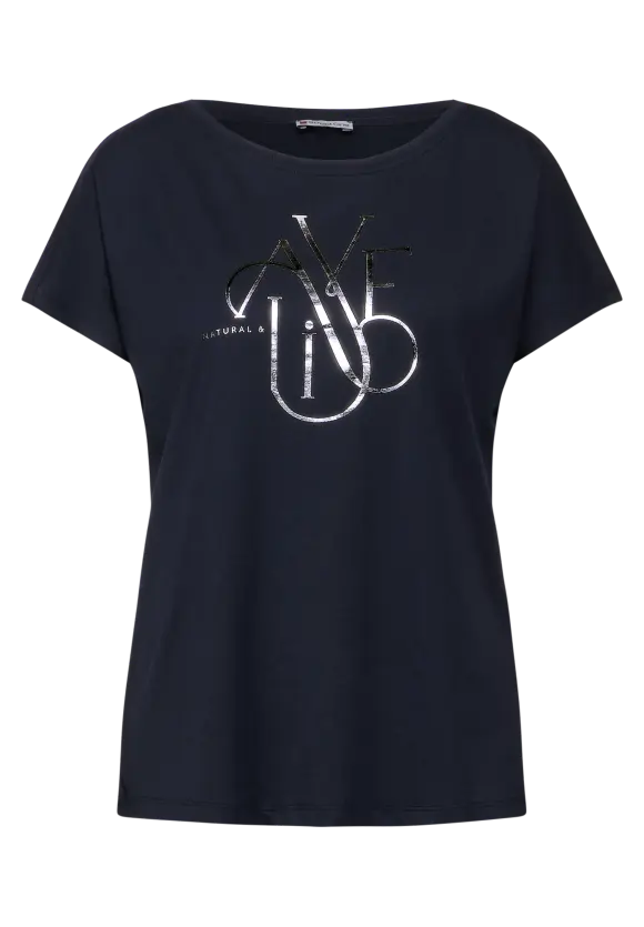 T-Shirt mit Wording - deep blue
