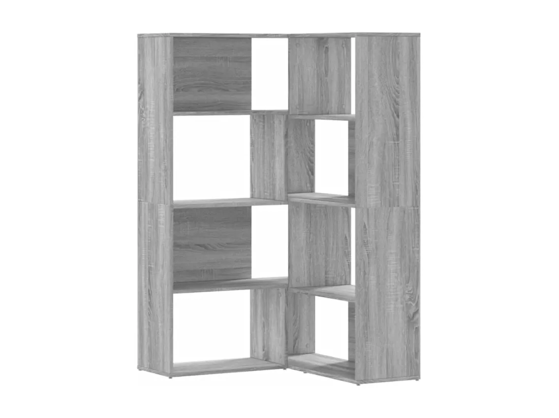 Bibliothèque d'angle à 4 niveaux sonoma gris bois d'ingénierie
