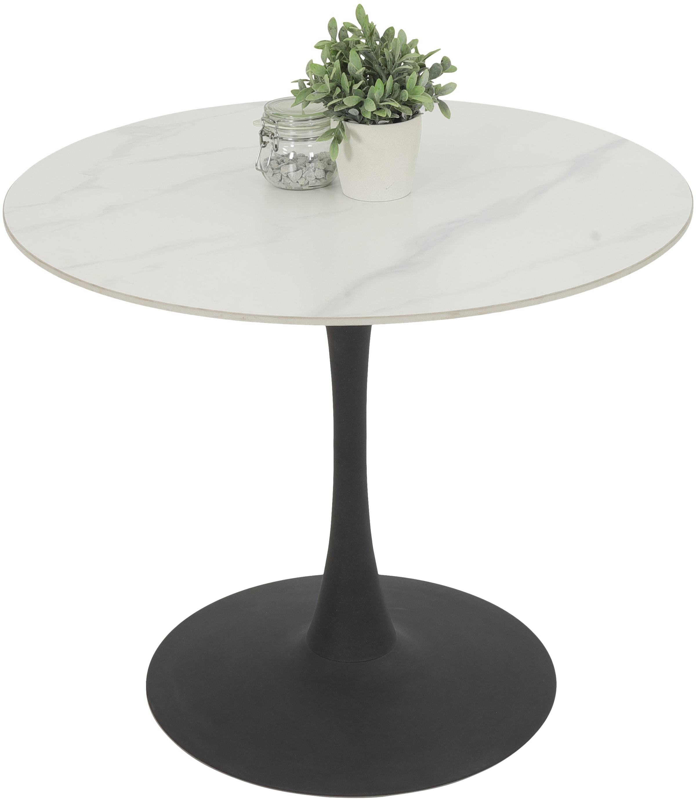 HELA Essgruppe »MOSEL« 3 Stk. tlg. Tisch 90x75 cm, Platte rund, gesinterter Stein, Armlehnenstuhl