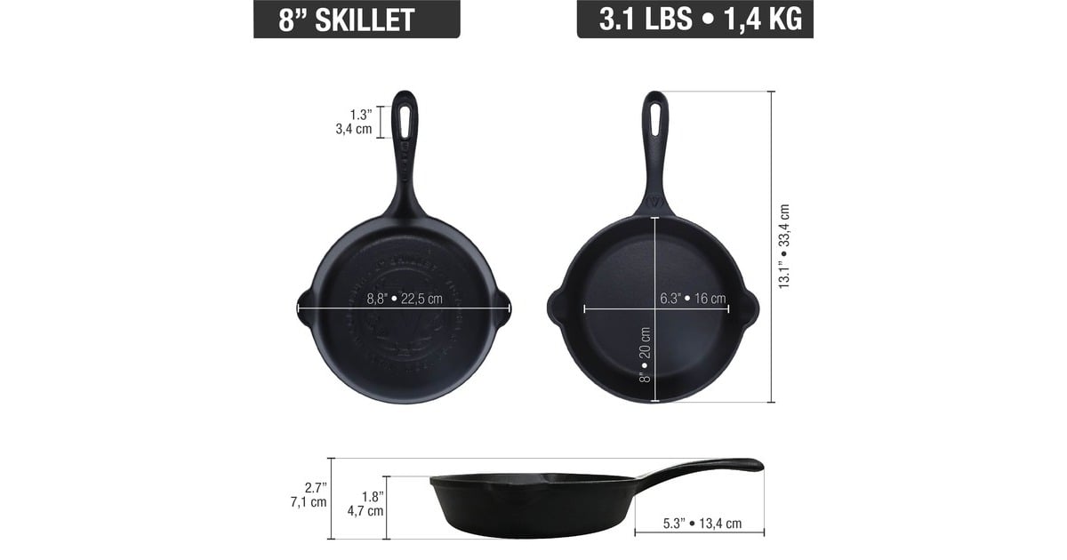 VictoriaSkillet 20 cm, Seasoned bak-/braadpan  (Zwart, Color packaging)