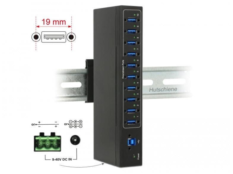 Delock USB-Hub 63919 USB 3.0 - 10x Typ-A 10-Port USB-Hub mit ESD-Schutz