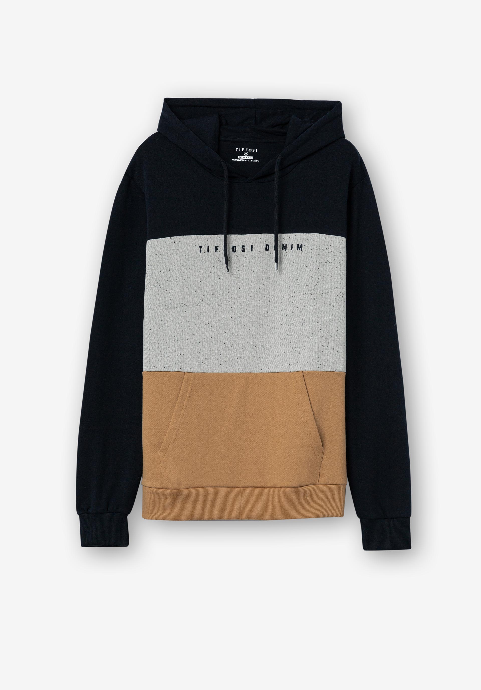 Hoodie Tricolor com Bordado Frontal