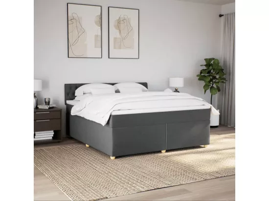Sommier à lattes de lit avec matelas Gris foncé 180x200cm Tissu