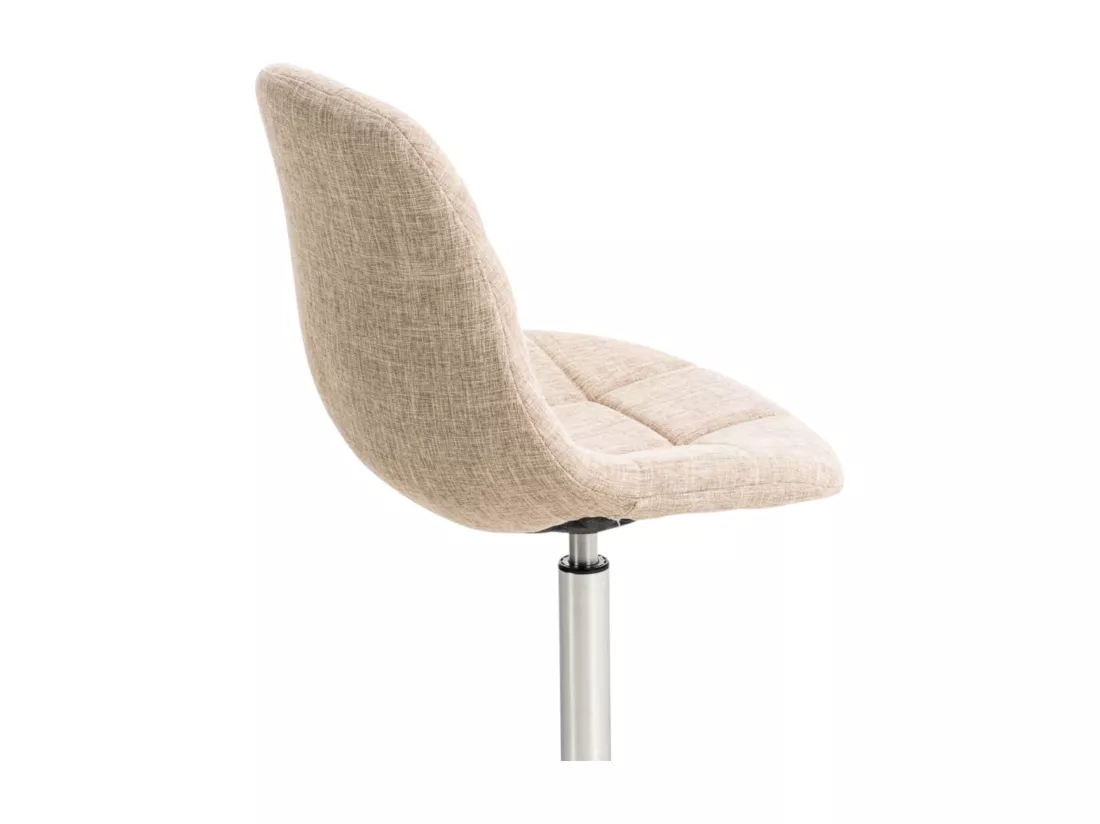 Lot de 2 Chaise de bureau - Tissu & Métal chromé - Crème - Emil