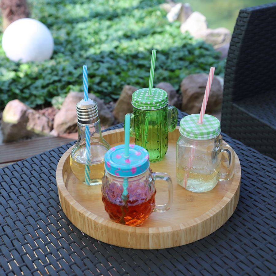 Henkelglas Ananas mit Schraubdeckel und Trinkhalm