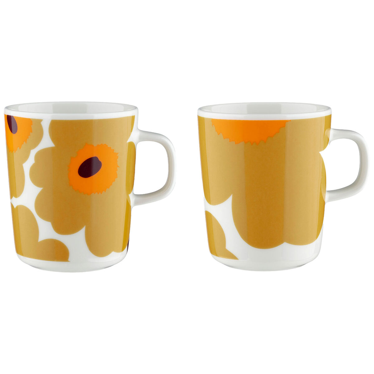 Marimekko Unikko krus 2,5 dl 2-pakning, hvit/karamell/oransje