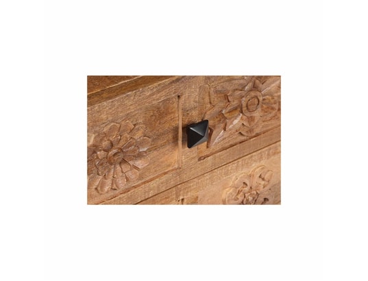 BOIS ET CHIFFONS CONCEPT - Table de chevet 2 tiroirs - manguier sculture