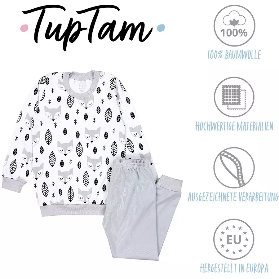 TupTam Kinder Jungen Pyjama Set Langarm 2-teilig grau