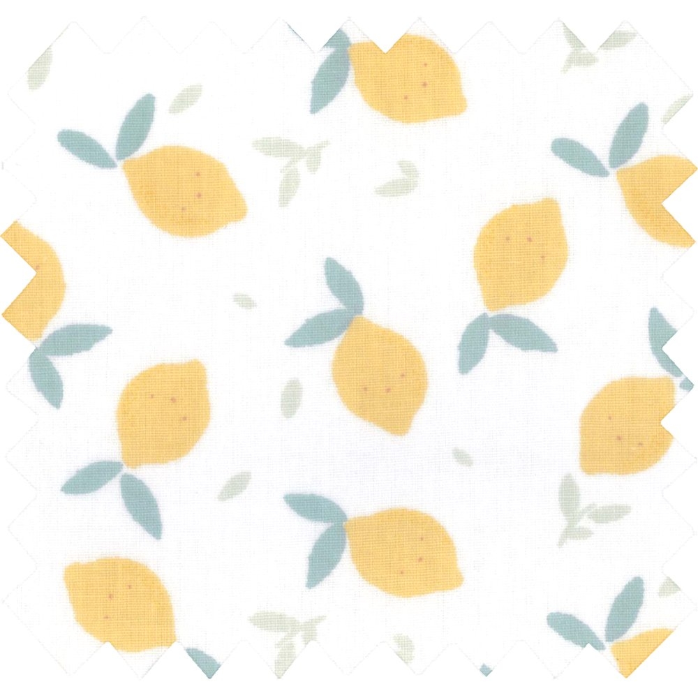 Coupon Tissu Enduit De 35Cm Citrons Jaune Blanc Ex1056