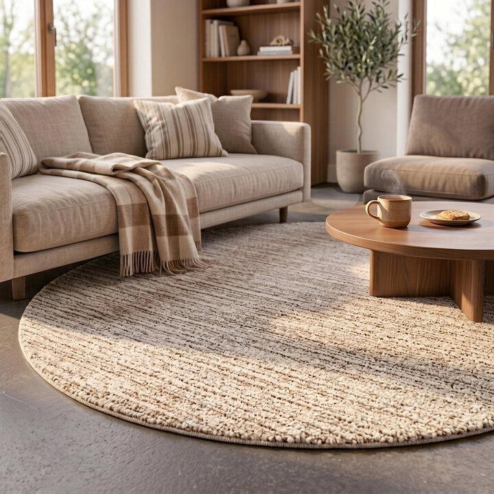 Rond wollen vloerkleed - Pedro Bruin | Gemêleerd design