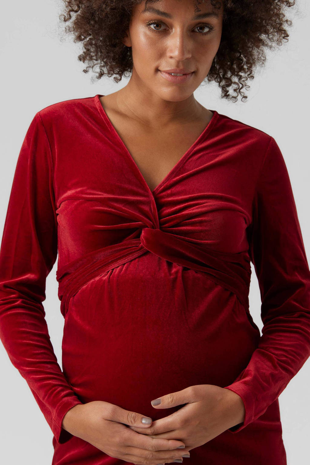 MAMALICIOUS fluwelen zwangerschapsjurk MLSANDRA rood