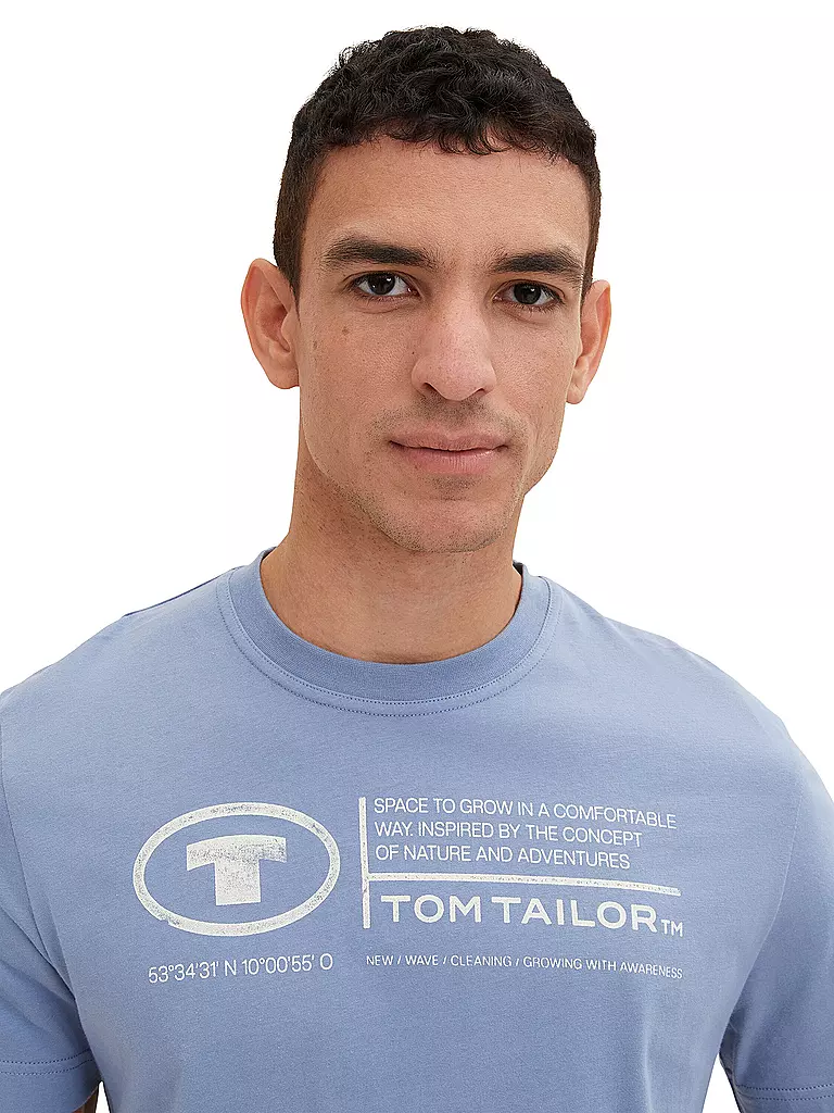 TOM TAILOR T-Shirt Regular Fit hellblau