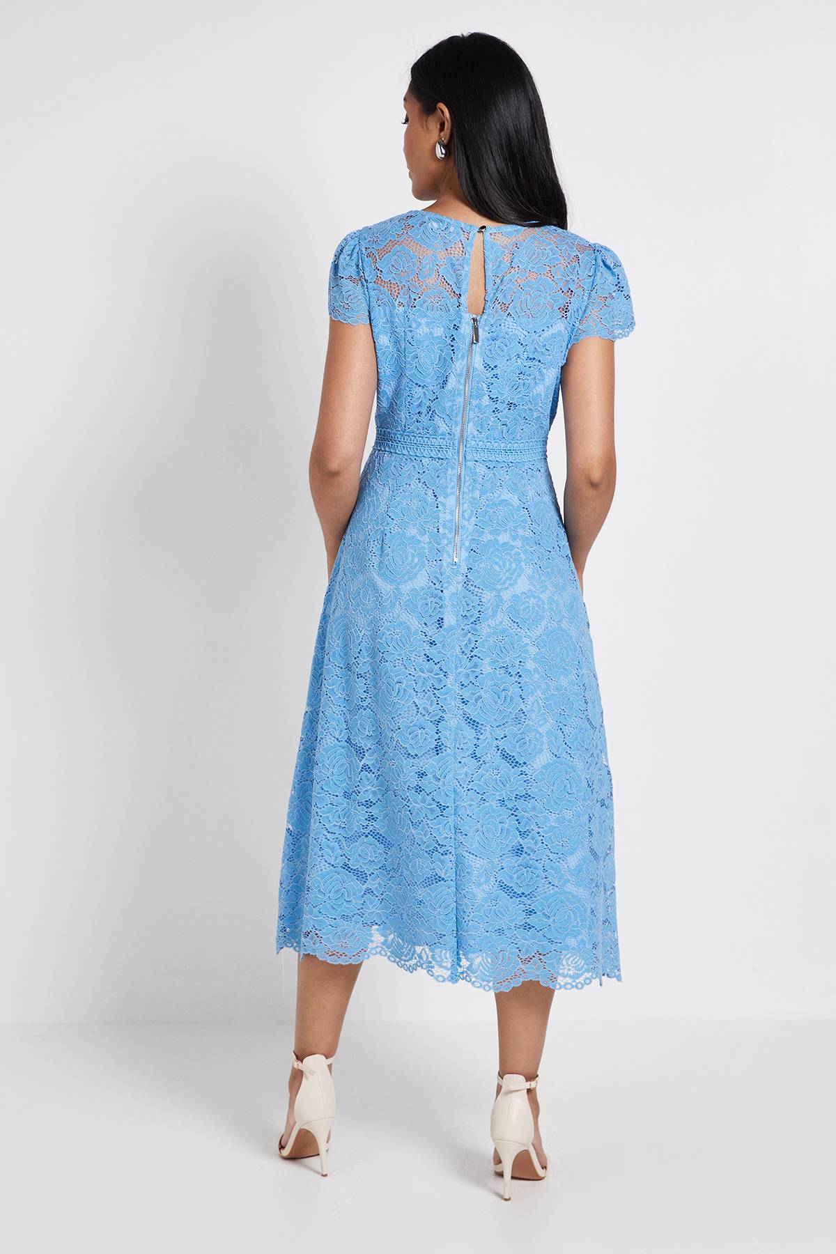 Wallis Robe Midi Ajustée Et Évasée En Dentelle Petite Taille