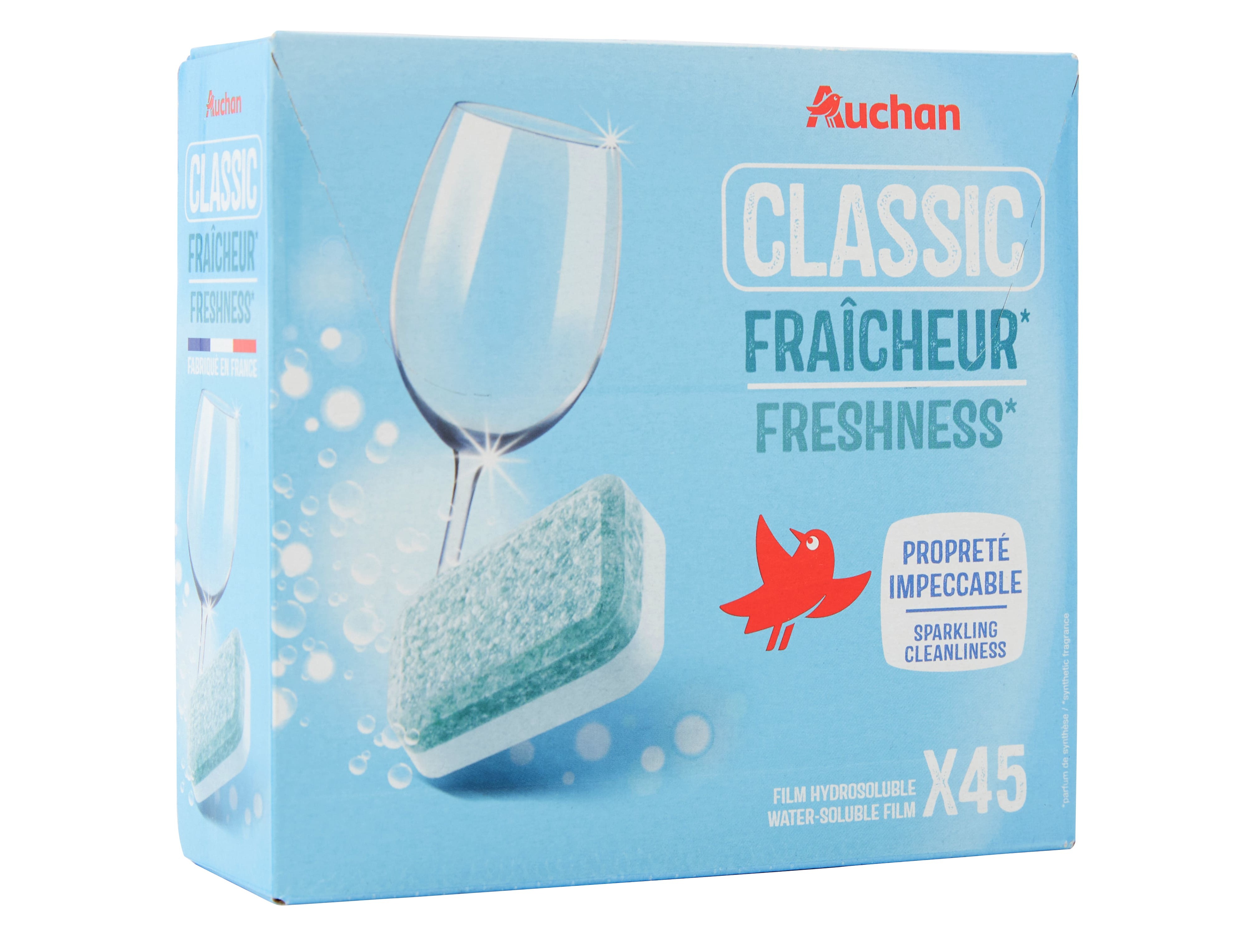 DETERGENTE AUCHAN MÁQUINA LOIÇA PASTILHA CLASSIC FRESCURA 45UN