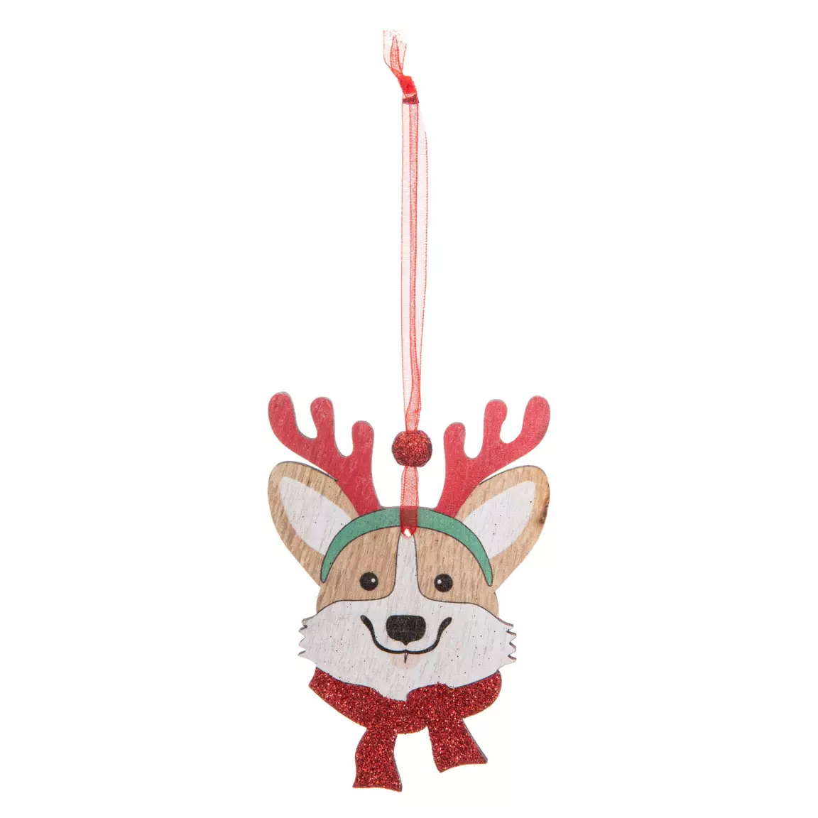 Lot de 4 Chiens à suspendre (H10 cm) Christmas Rouge