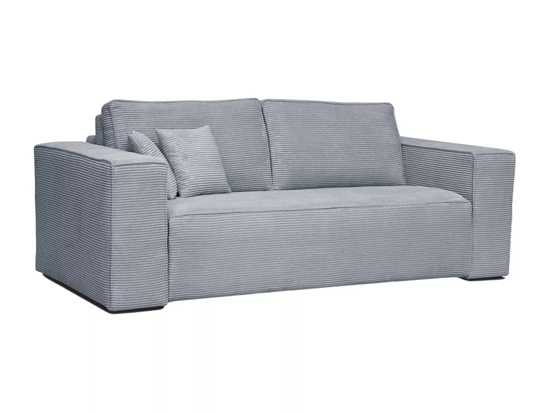 Canapé 3 places convertible express en velours côtelé gris clair - Couchage 140 cm - Matelas 13 cm AMELIA II