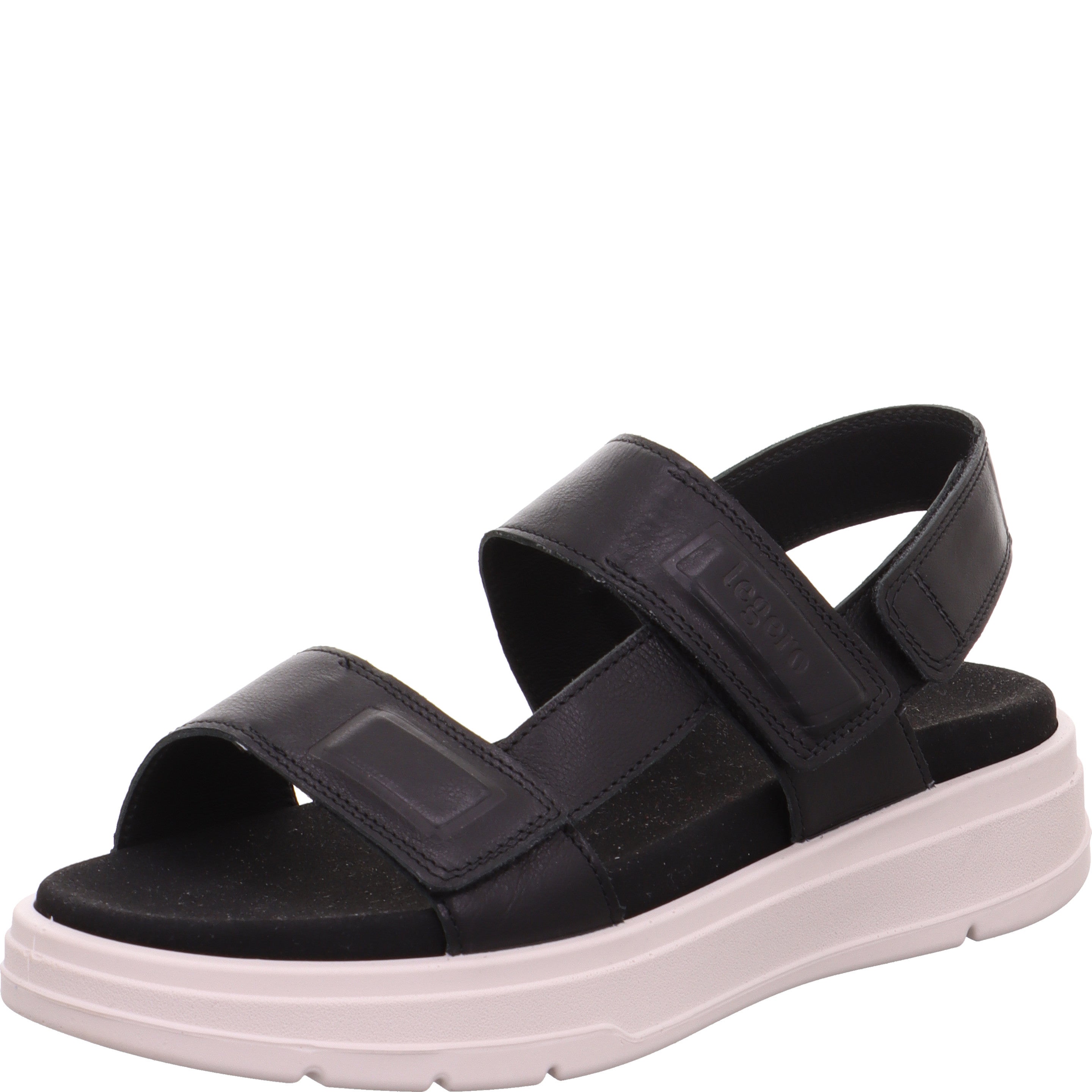 legero SUNWALKER Damen  Plateau-Sandale mit Klettverschluss - Farbe: Schwarz - Größe: 37