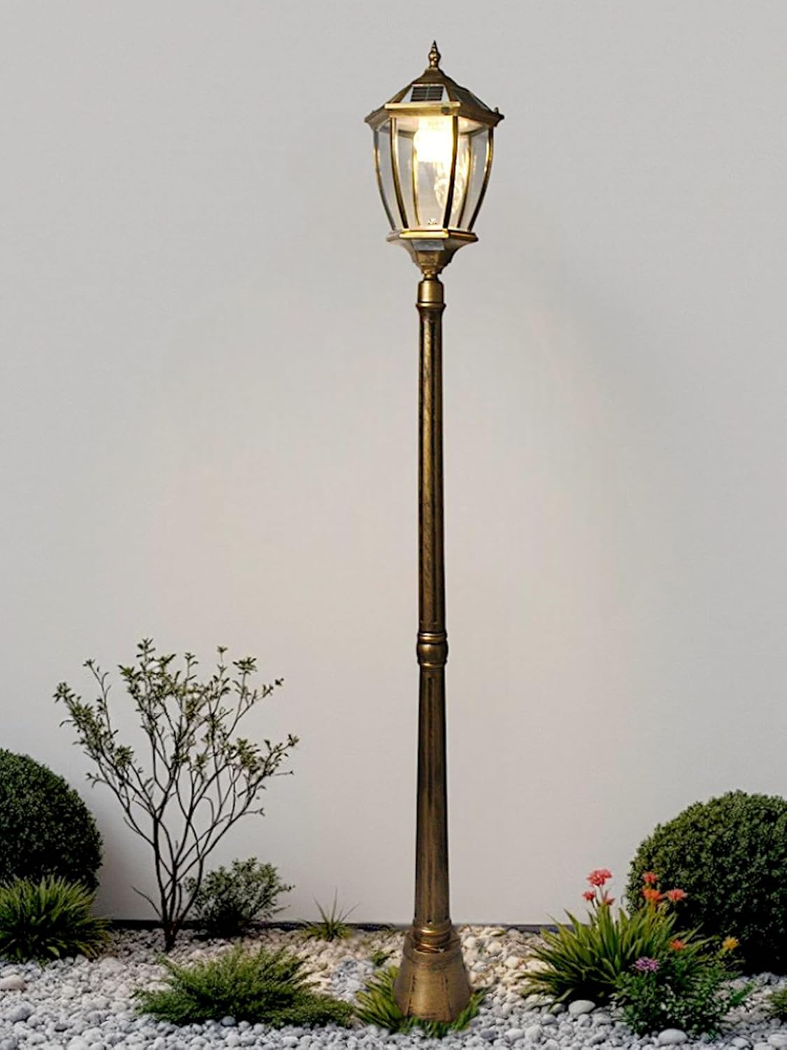 Arnusa Gartenlaterne Solarbetrieben klassisch 175 cm Solarlampe Außenleuchte Sockelleuchte kabellos Duo Color warmweiß und kaltweiß