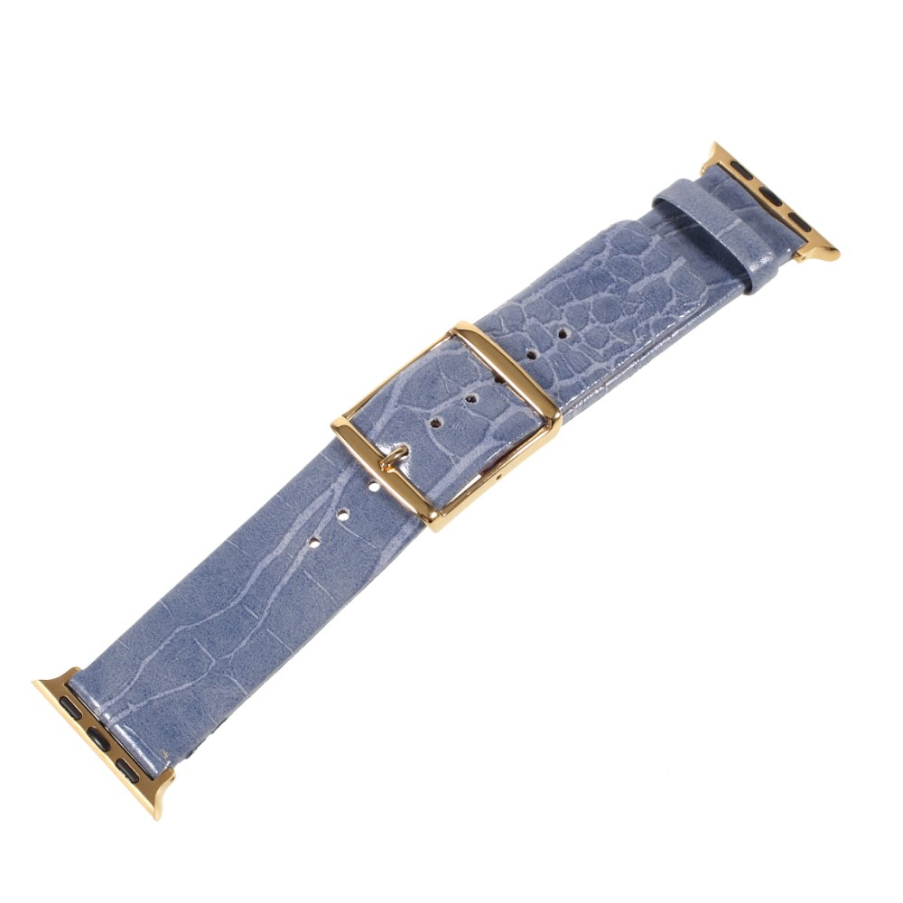 Apple Watch (49/46/45/44 mm) Ersatz Echtleder Armband im Kroko Look (Gelenkumfang: 180-230mm) - Blau