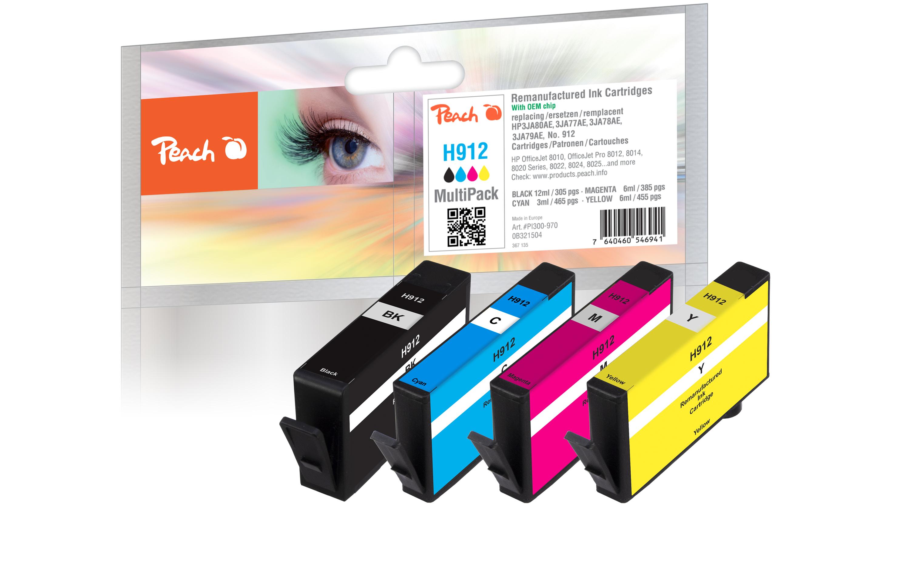 Tinte HP No. 912 Multi-Pack Black/Cyan/Magenta/YellowTintenset: Schwarz, Cyan, Magenta, Gelb