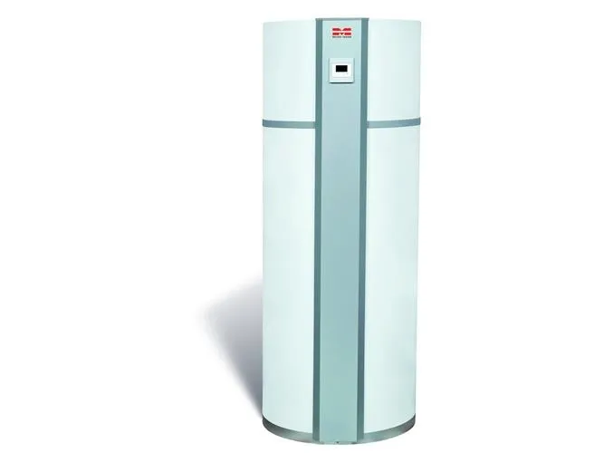 METRO THERM METRO Microbooster er en væske-vand brugsvandsvarmepumpe, Højde 1570 mm Diameter Ø603 mm Med direkte forvarmespiral.