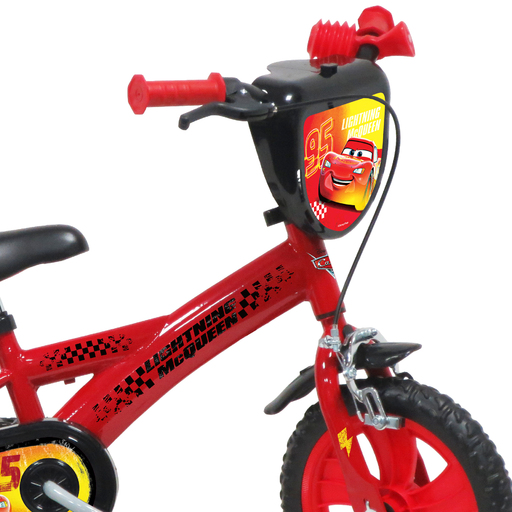 Bicicleta infantil Cars de 12 polegadas para crianças de 3 a 5 anos.