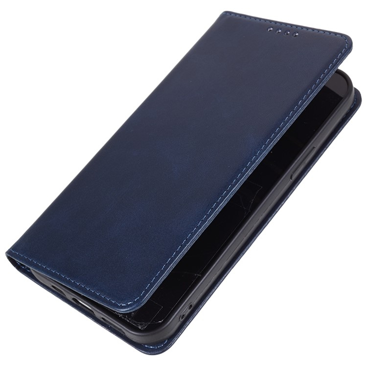 iPhone 16e Leder Tasche Flip Cover mit Kartenfächer im Vintage Look - Blau