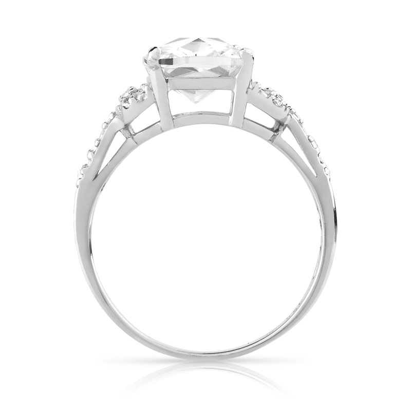 Bague argent 925 carrée zirconias