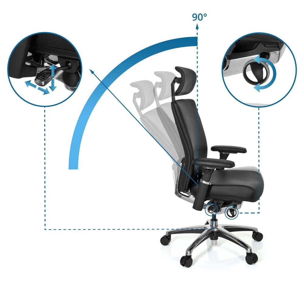 Profi Bürostuhl NOVA Leder mit Armlehnen (höhenverstellbar) hjh OFFICE
