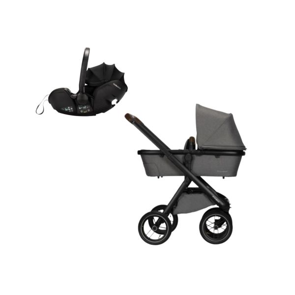 Dubatti One E5 Kinderwagen 3-in-1 - Black / Dark Brown - Sand | Dubatti by Römer Autostoeltje Babysafe Pro - Carbon Black