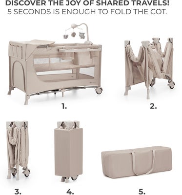 Kinderkraft JOY 2 Reiseseng med Tilbehør, Beige