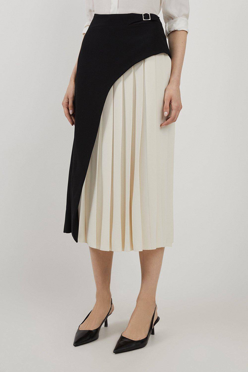 KarenMillen Jupe midi plissée à détails de boucle sur mesure