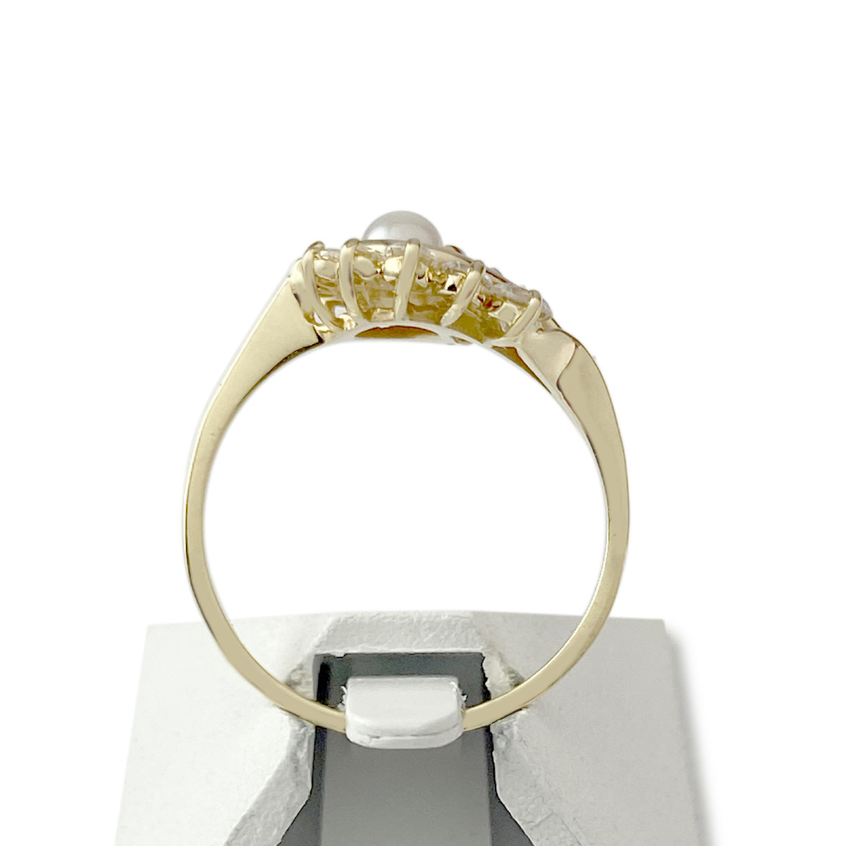Bague d'occasion or 750 jaune zirconias perle de culture de Chine