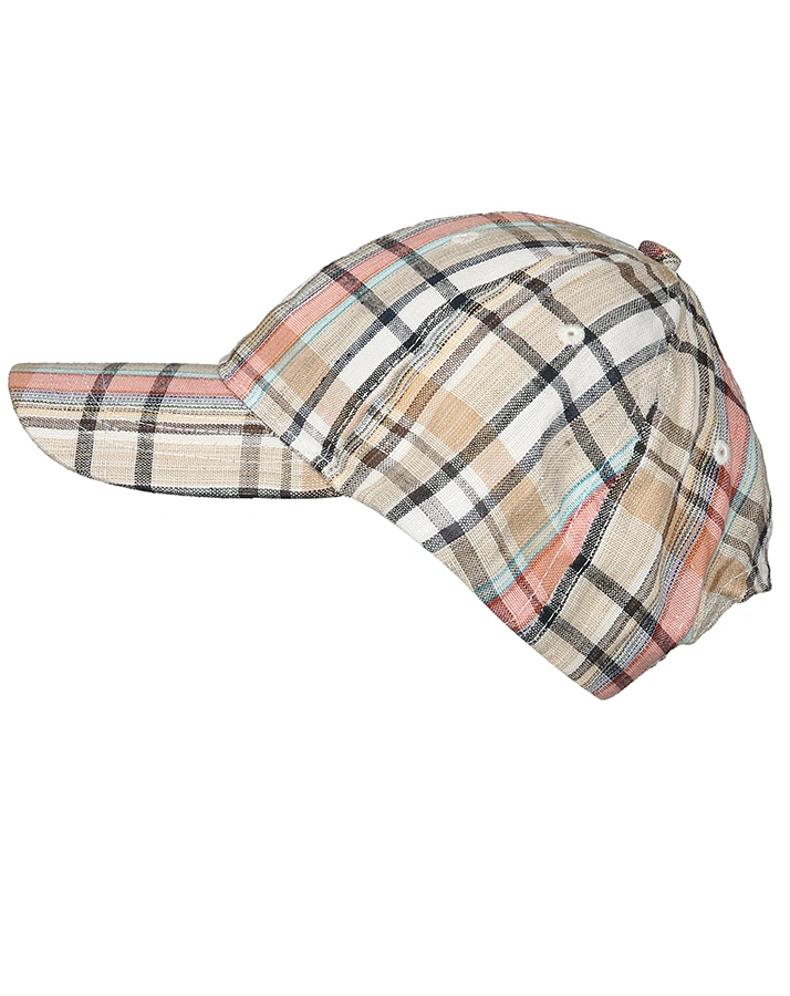 Basecap SUN CHECKS kariert in beige/rot