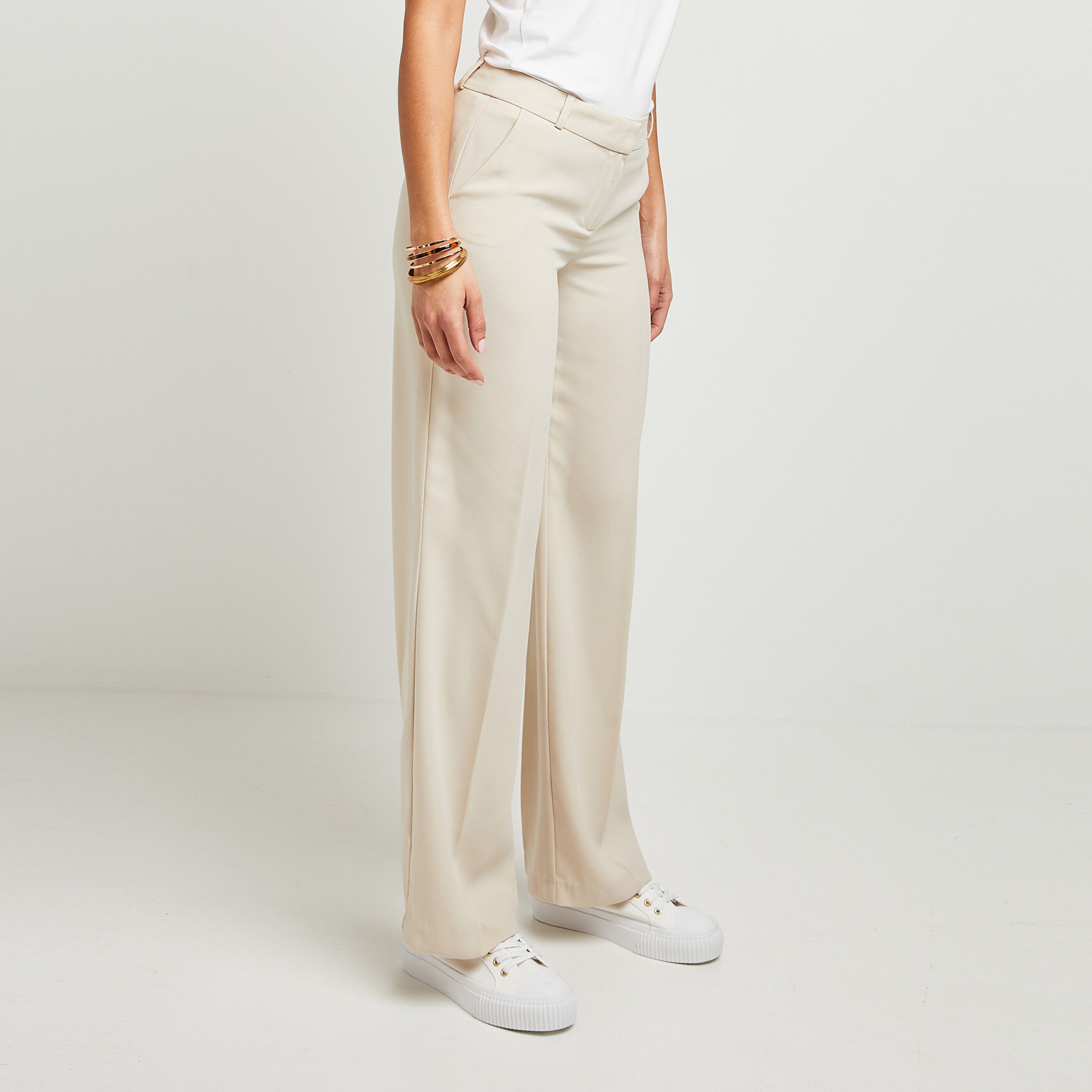 Pantalon large femme - BEIGE