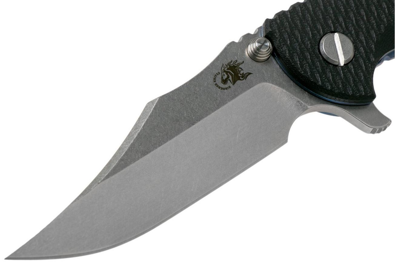 Rick Hinderer XM-18 3.5 Bowie 20CV Stonewash Blue, Black G10 zakmes
