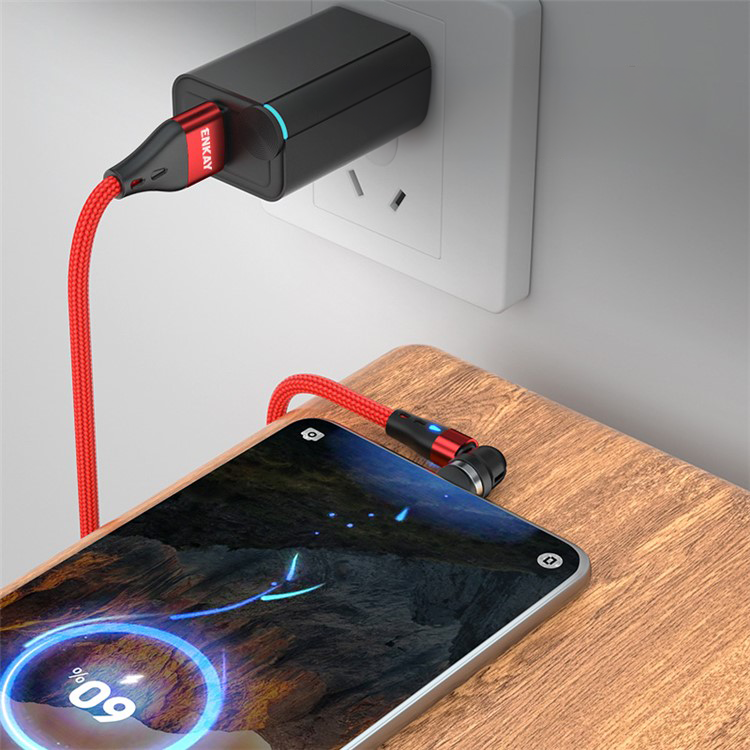(1m) 3A 3in1 USB A auf USB C / Micro USB / Lightning Ladekabel Magnetisches Nylon 180° Datenkabel mit LED - Schwarz
