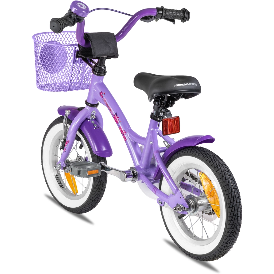 PROMETHEUS BICYCLES® Kinderfahrrad 12 ab 3 Jahre mit Stützräder in Violett & Weiß