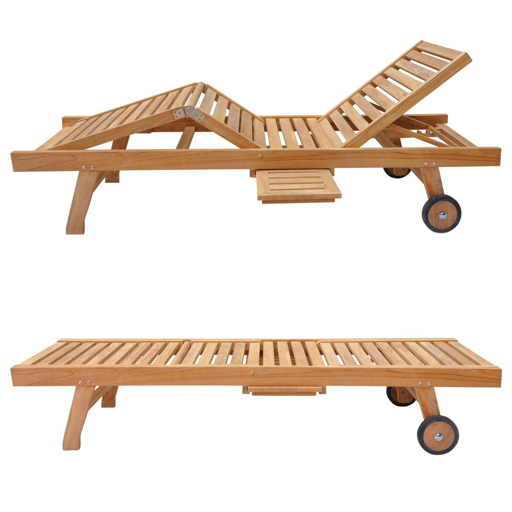 Salento - bain de soleil en teck - chaise longue pliante - bain de soleil pratique et confortable