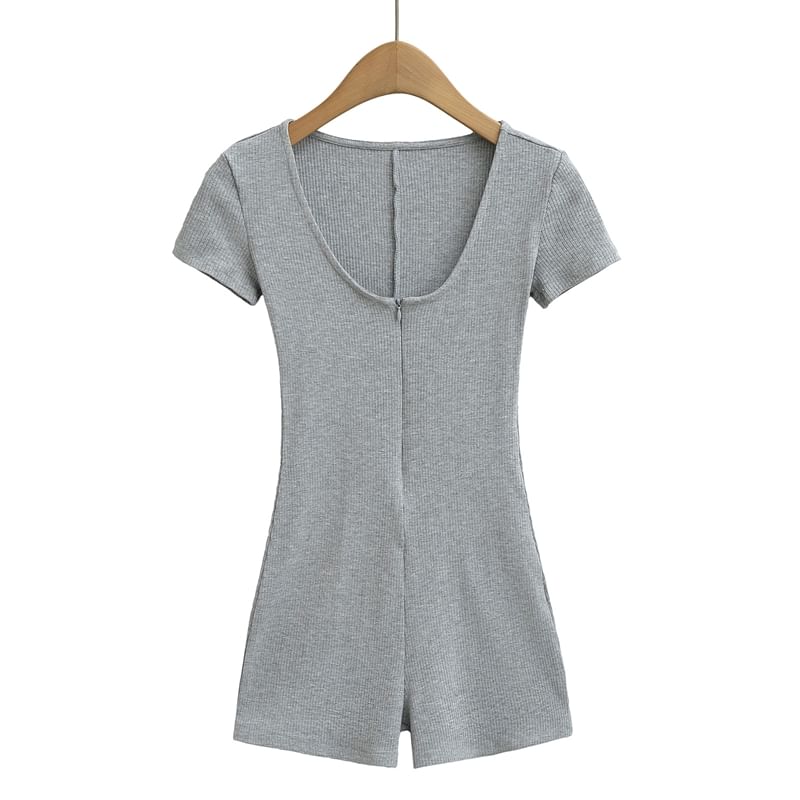 Ulark - Romper met korte mouwen, ronde hals en halve rits