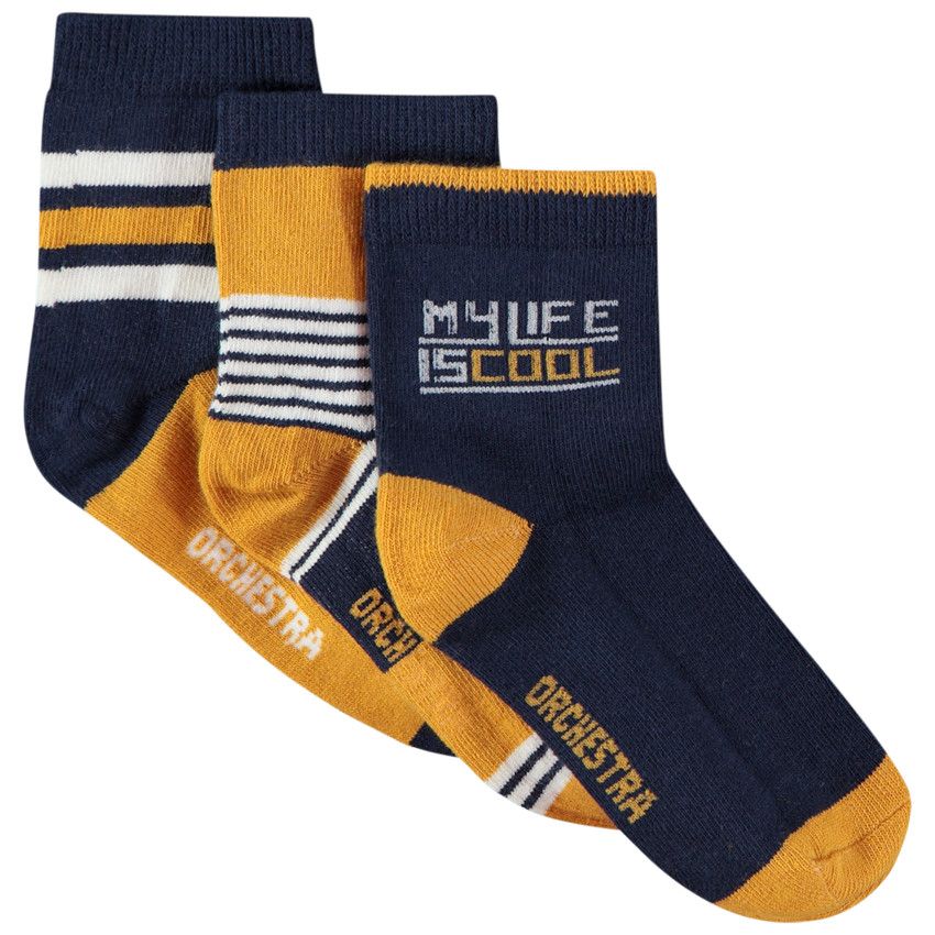Lot de 3 paires de chaussettes pour garçon - Bleu marine