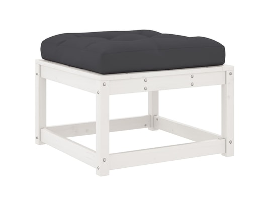 VIDAXL - Pouf Repose-pied de jardin avec coussins blanc bois de pin massif