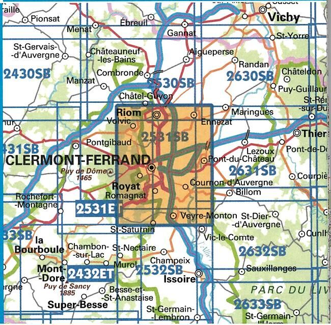 IGN - 2531 SB CLERMONT FERRAND 1 25 000