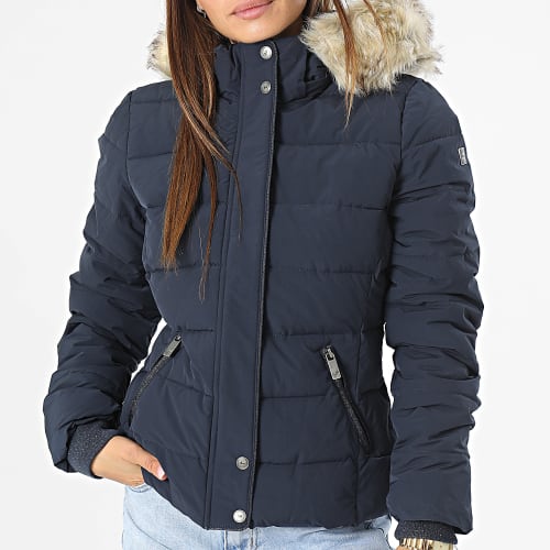 Doudoune Capuche Fourrure Femme Dibby Bleu Marine