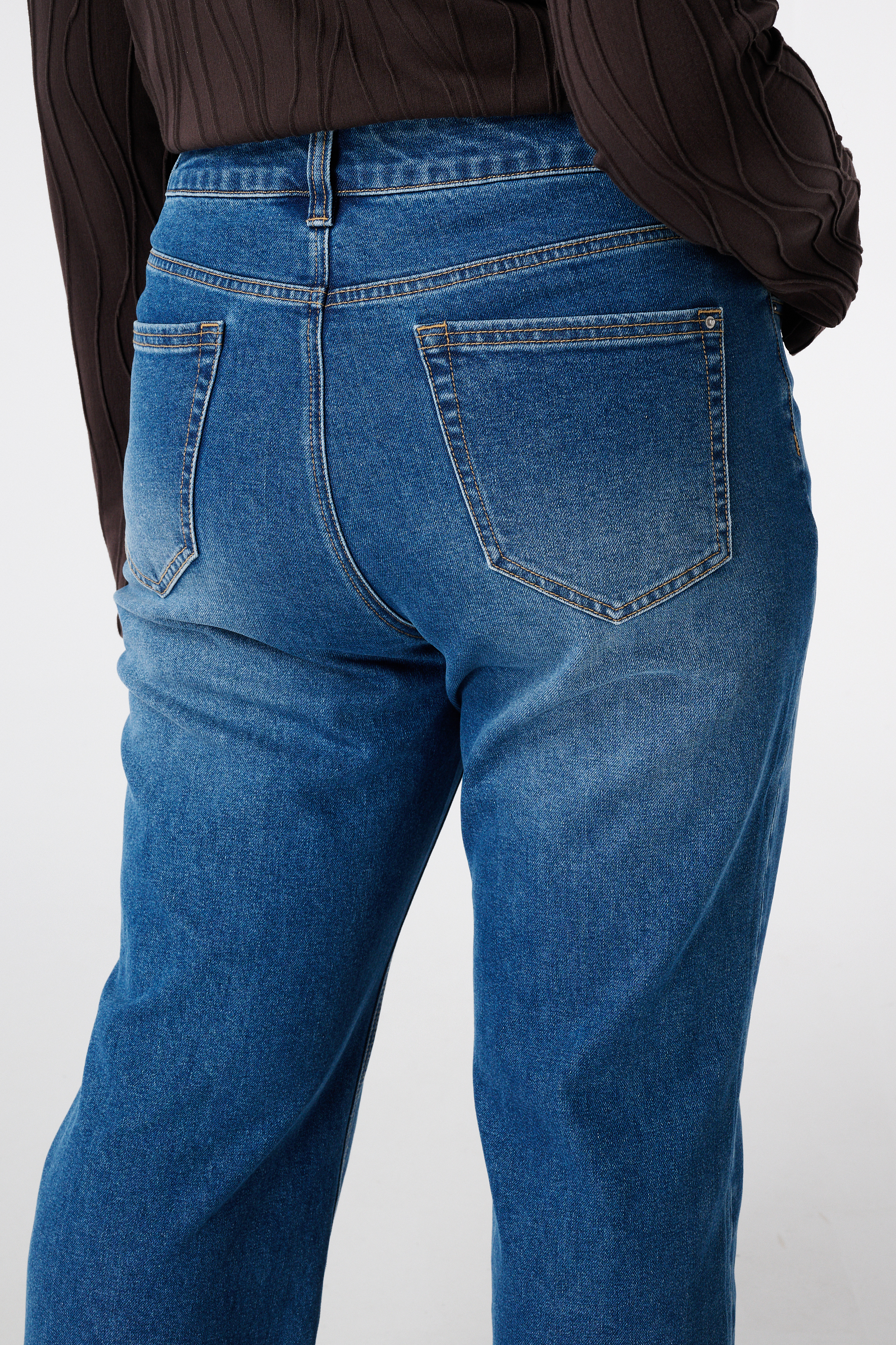 Wide leg jeans met omslag Stonewash Denim