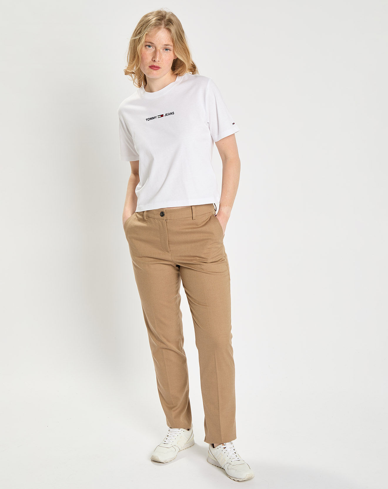 Tommy Jeans T-Shirt 100% Coton Bio linear logo blanc