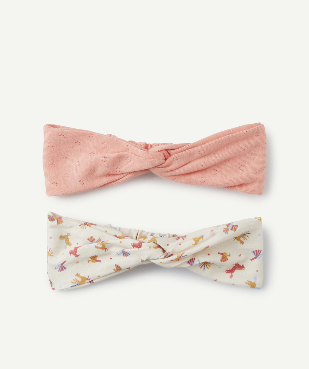 LOT DE 2 BANDEAUX BÉBÉ FILLE AVEC NOEUD THÈME FESTIF