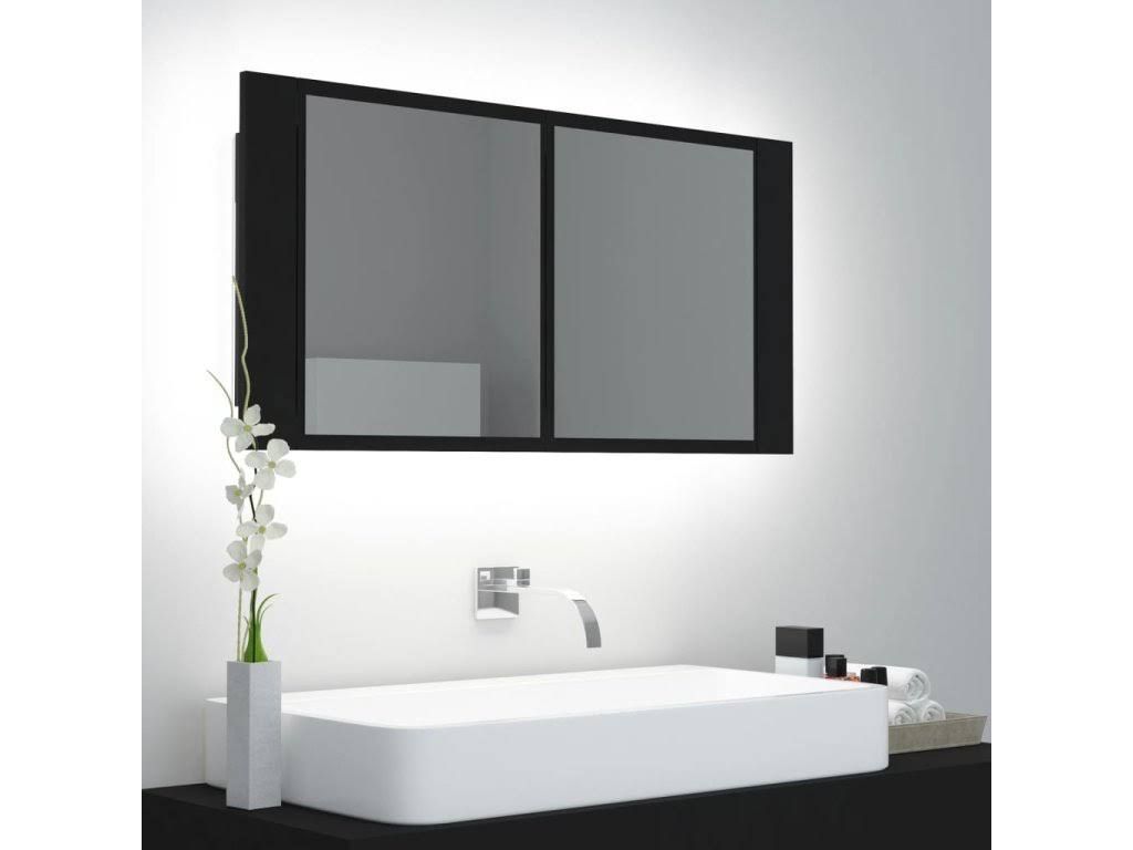 Vidaxl LED Bathroom Mirror Cabinet Black 35.4