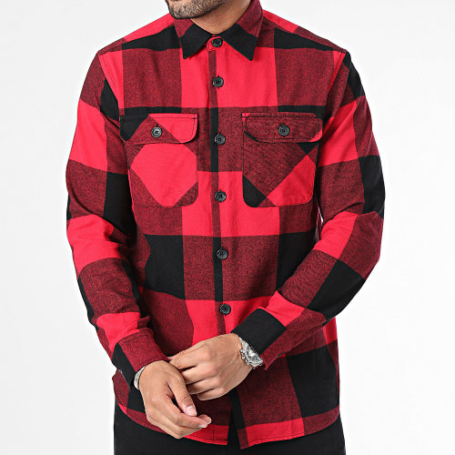 Chemise Manches Longues A Carreaux Darren Rouge Noir